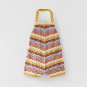 NWT Zara STRIPED CROCHETED JUMPSUIT Romper